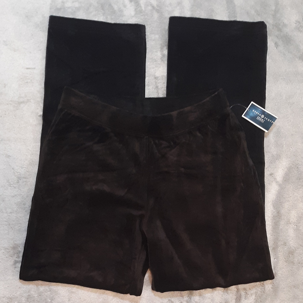 Karen Scott Petite Black Velour PullOn Pant - Picture 4 of 6